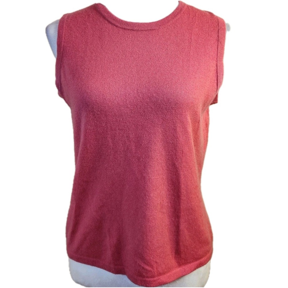 Valerie Stevens Soft Cashmere Sweater Vest Womens Medium Pink Quiet Luxury Top